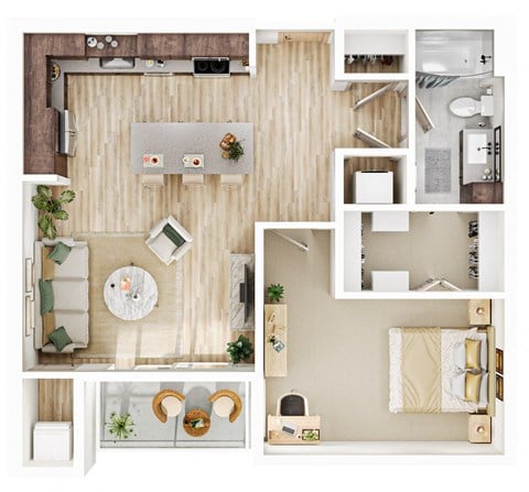 Floor plan for 1 bed, 1 bath, 846 sqft